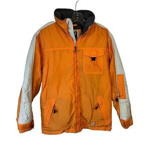 Snozu Performance Women's Size‎ Large Jacket Orange Fleece Lined Hooded Coat EUC